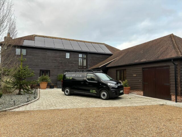 Solar panels on roof of a house