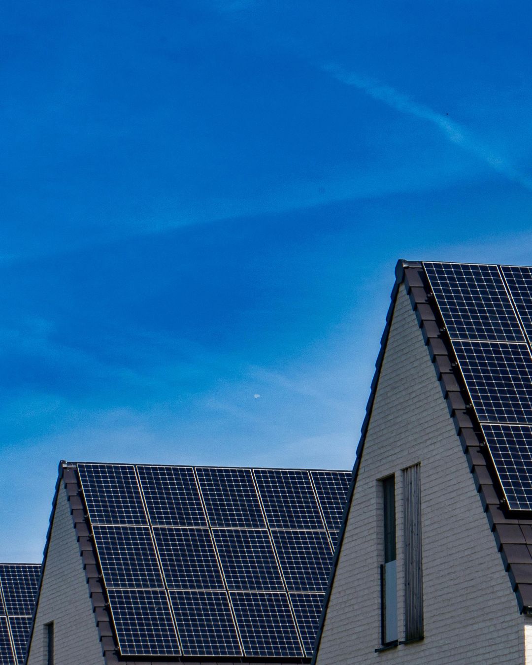 Solar panel on house blue sky
