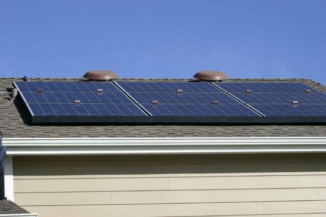 Solar panel on house roof