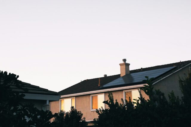 Solar panels on roof of house